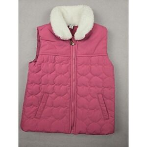 Kids Headquarters Pink Quilted Heart Vest Sherpa Collar Girls 4T‎